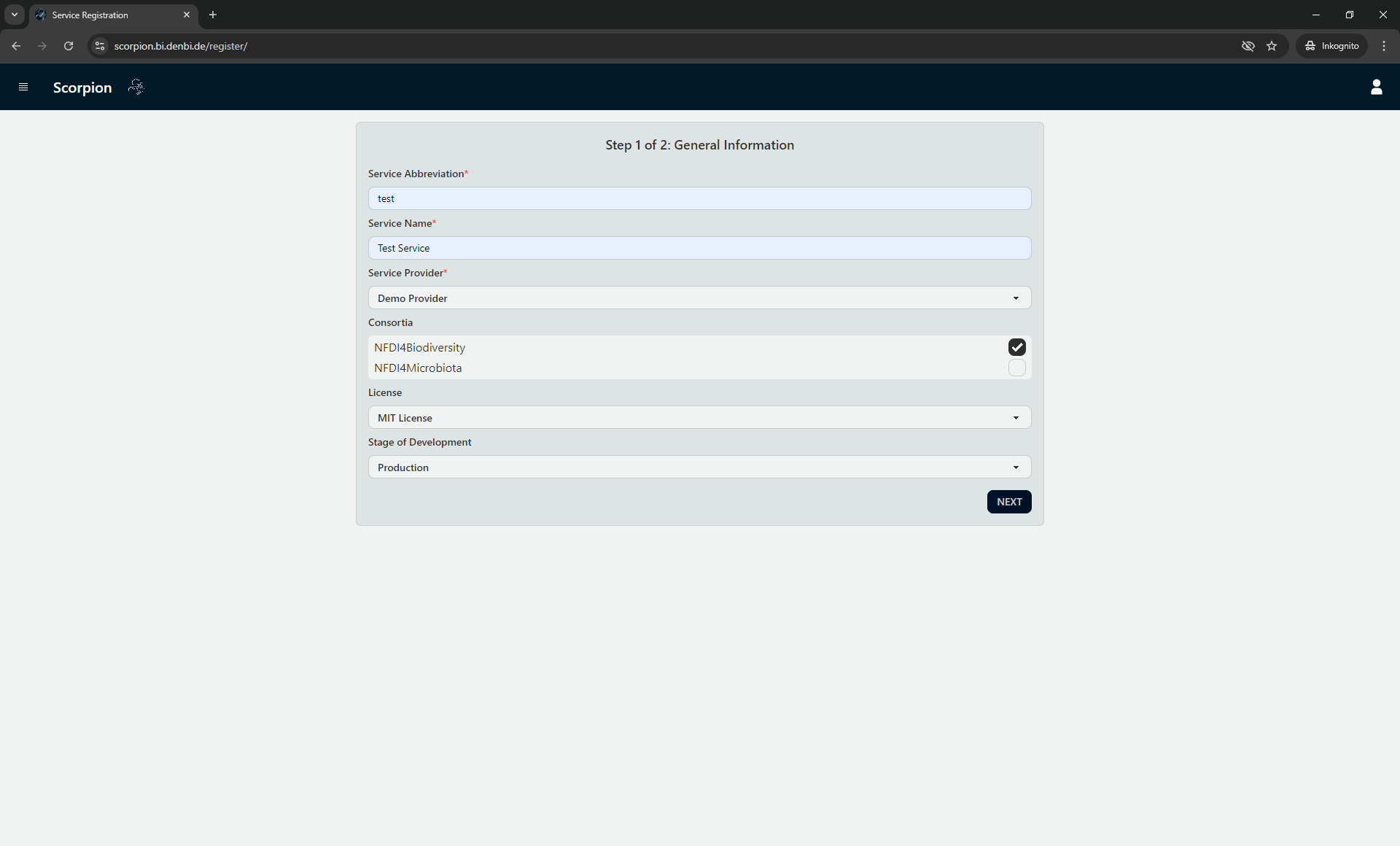 Service Registration Form