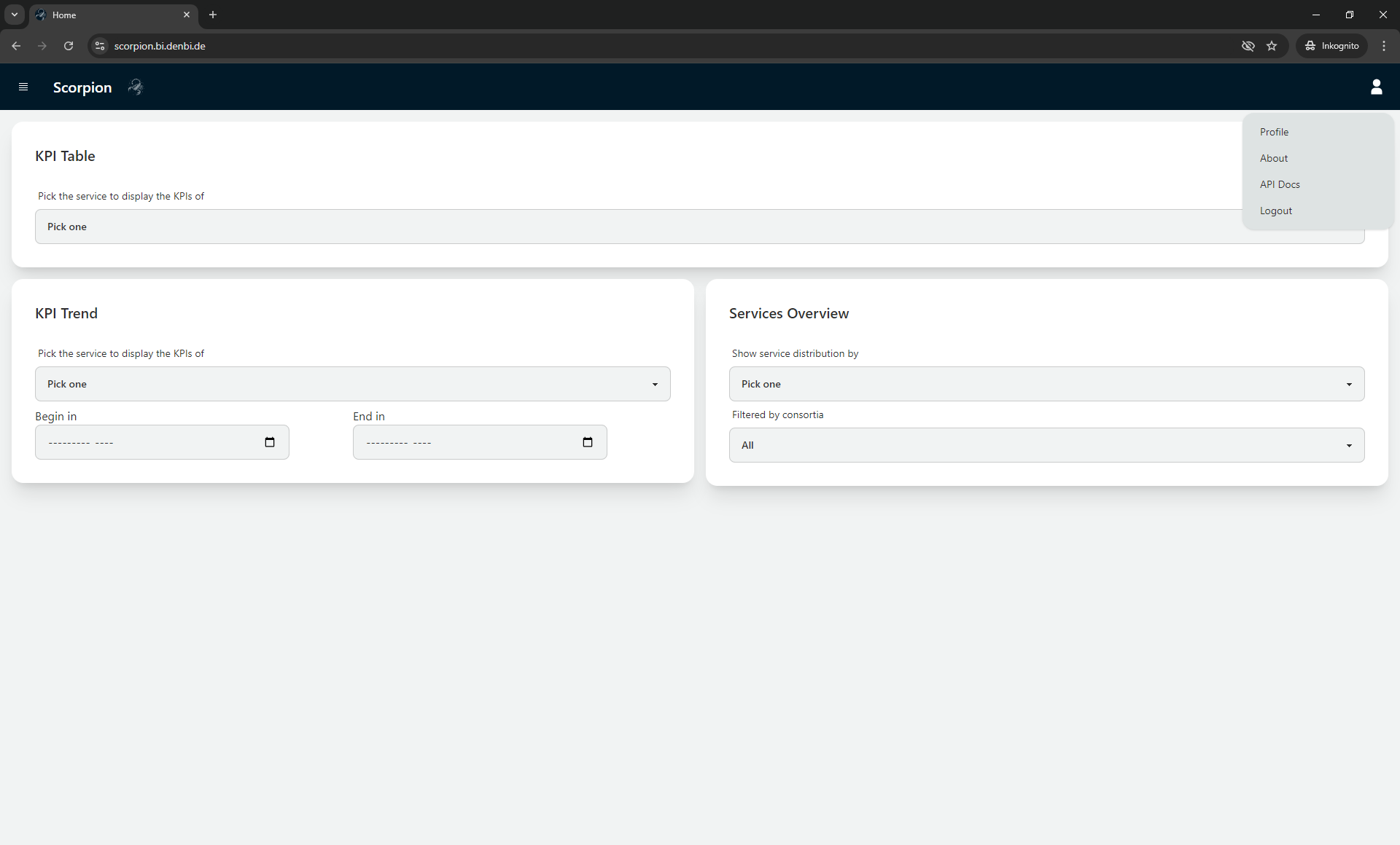 User Menu